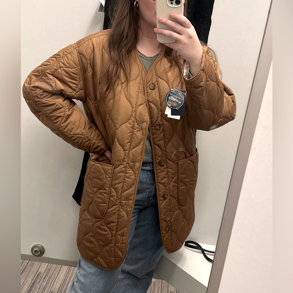 Lucky Brand Brown Quilted Jacket, Reversible, size small, oversized